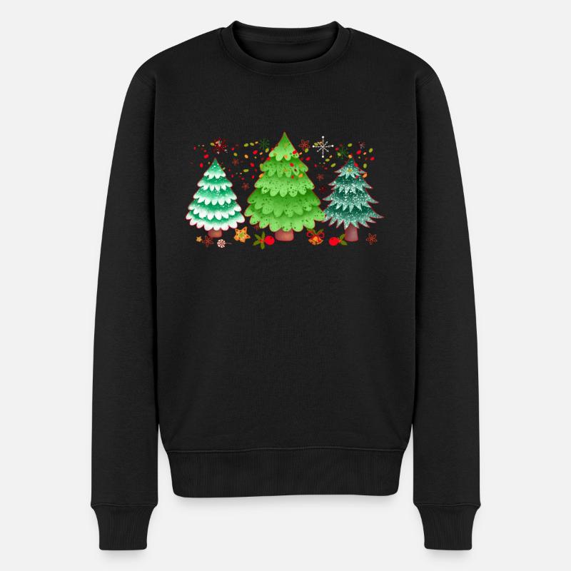 Weihnachtsbäume, Frohe Weihnachten, Weihnachten - Männer Premium Bio Pullover - Schwarz