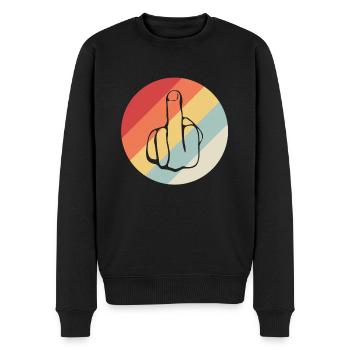 MITTELFINGER - FUCK YOU - STINKEFINGER - Männer Premium Bio Pullover - Schwarz - Vorne - Nico (187cm)