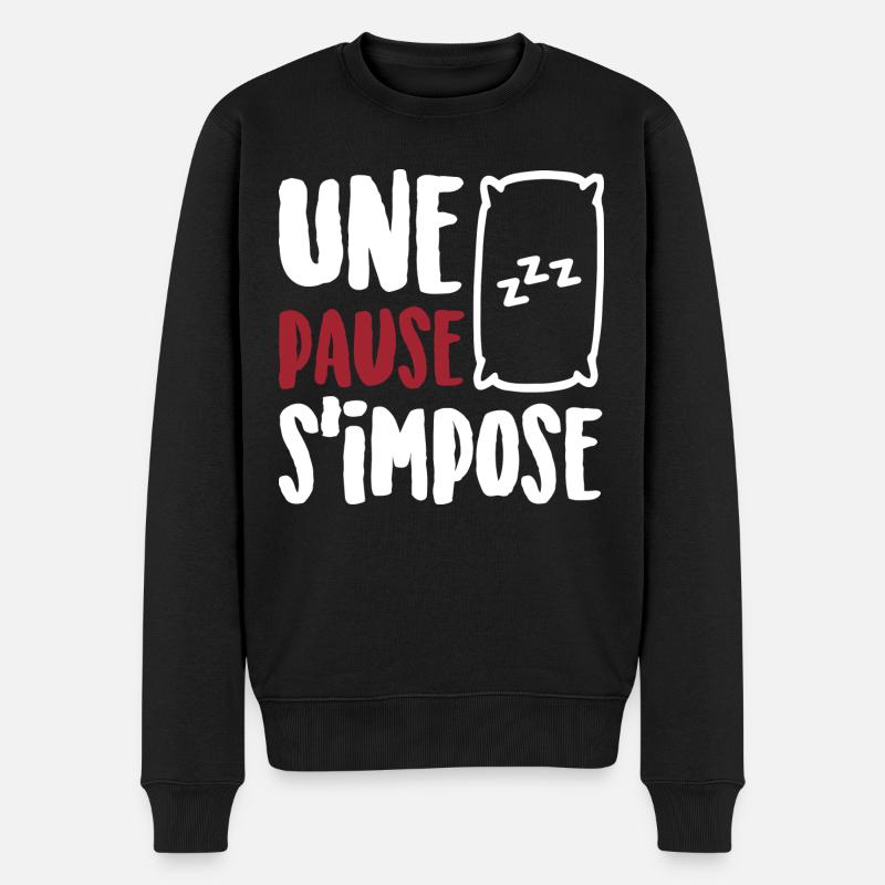 Une pause s'impose - Pull Premium bio Homme - noir