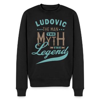 Ludovic tshirt personnalisé prénom ludovic - Pull Premium bio Homme - noir - Devant - Nico (187cm)