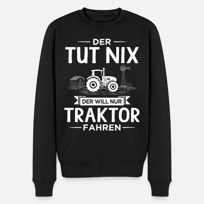 Der tut nix der will nur Traktor fahren Landwirt - Männer Premium Bio Pullover - Schwarz