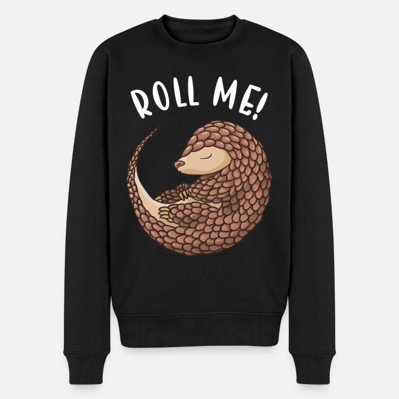Roll Me Pangolin - Männer Premium Bio Pullover - Schwarz