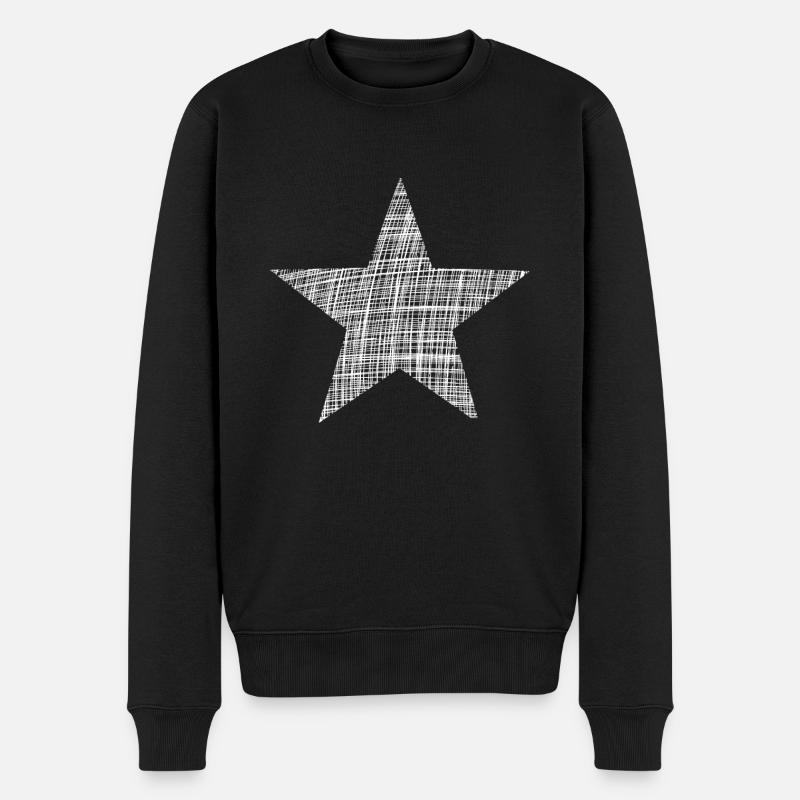 weißer Stern white star - Männer Premium Bio Pullover - Schwarz