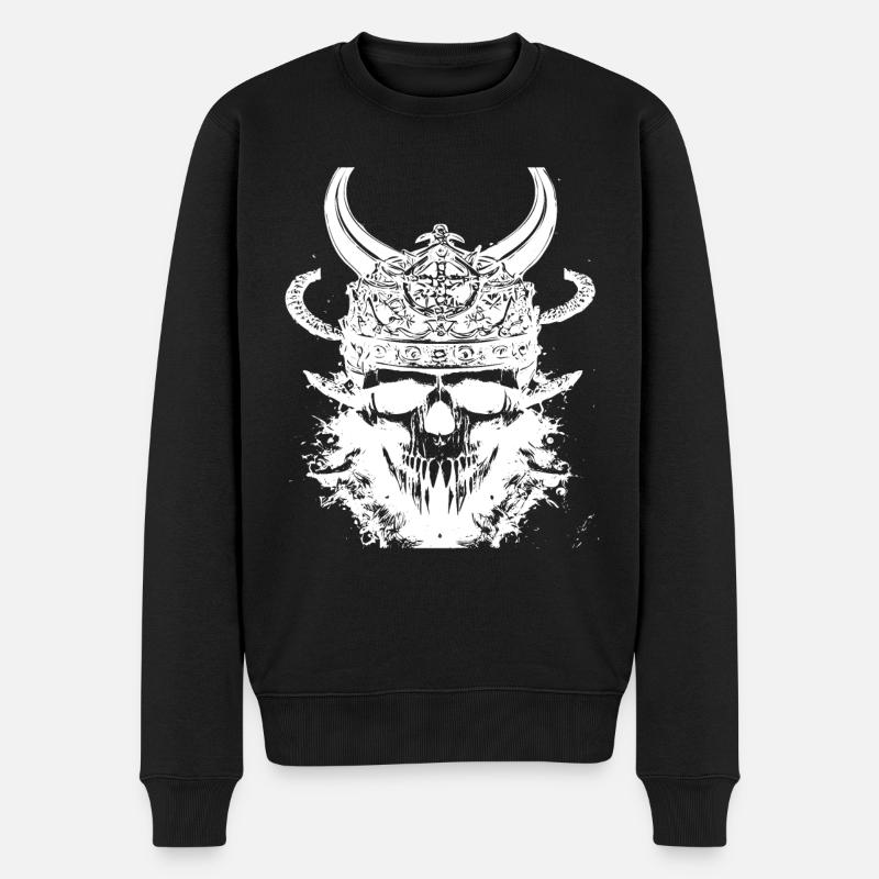 Wikinger Schädel - Männer Premium Bio Pullover - Schwarz