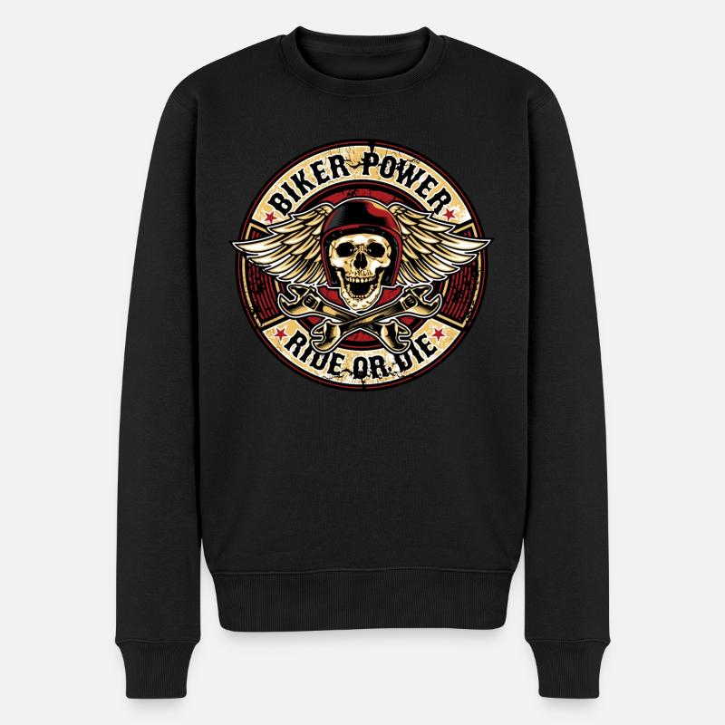 BIKER POWER - Männer Premium Bio Pullover - Schwarz
