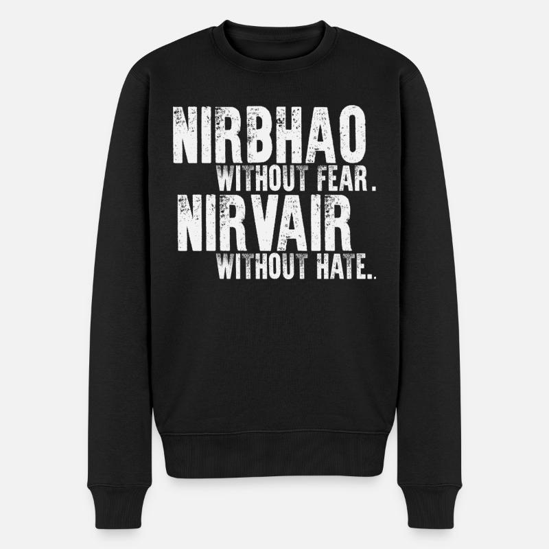 OHNE ANGST OHNE HATE - Männer Premium Bio Pullover - Schwarz