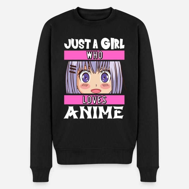 Nur ein Mädchen das Anime und Manga Comics liebt - Männer Premium Bio Pullover - Schwarz