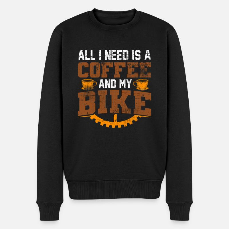 Fahrrad und Kaffee - Männer Premium Bio Pullover - Schwarz