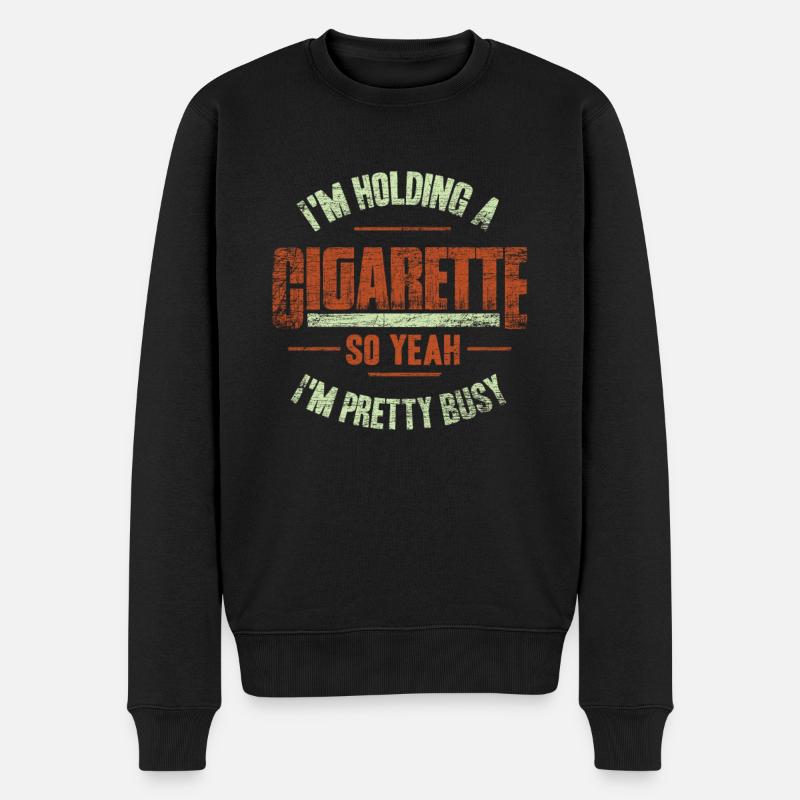 Zigarette Rauchen Raucher - Männer Premium Bio Pullover - Schwarz