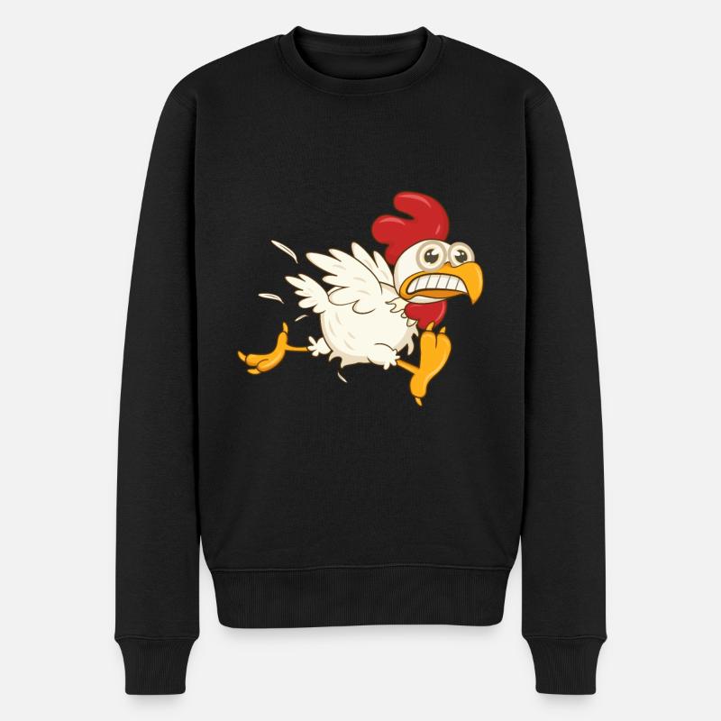 Laufendes Huhn Lustiges Bauer Hühner - Männer Premium Bio Pullover - Schwarz