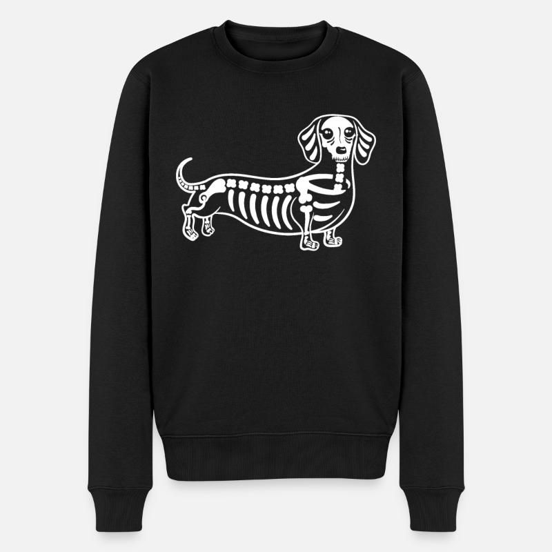 Dackel Schädel Halloween Dackel Liebhaber - Männer Premium Bio Pullover - Schwarz