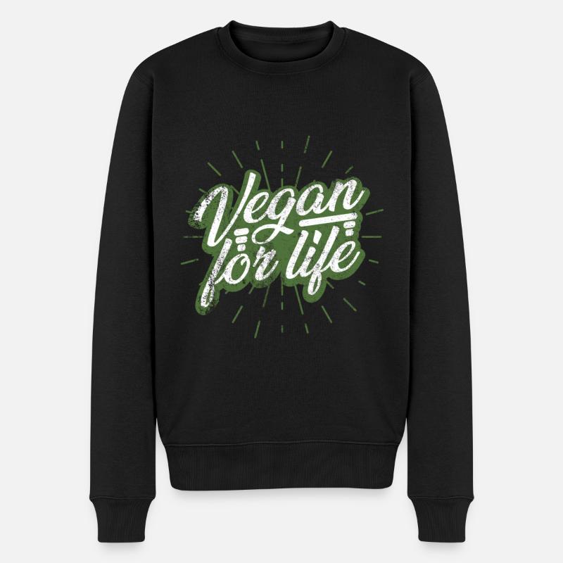 Vegan Veganer - Männer Premium Bio Pullover - Schwarz