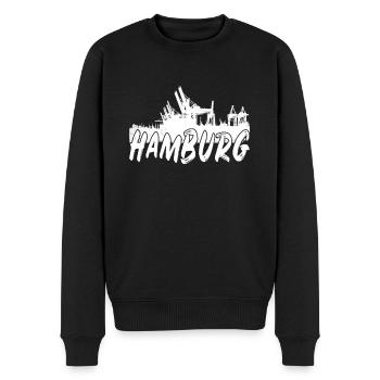 Hamburg Hafen - Männer Premium Bio Pullover - Schwarz - Vorne - Nico (187cm)