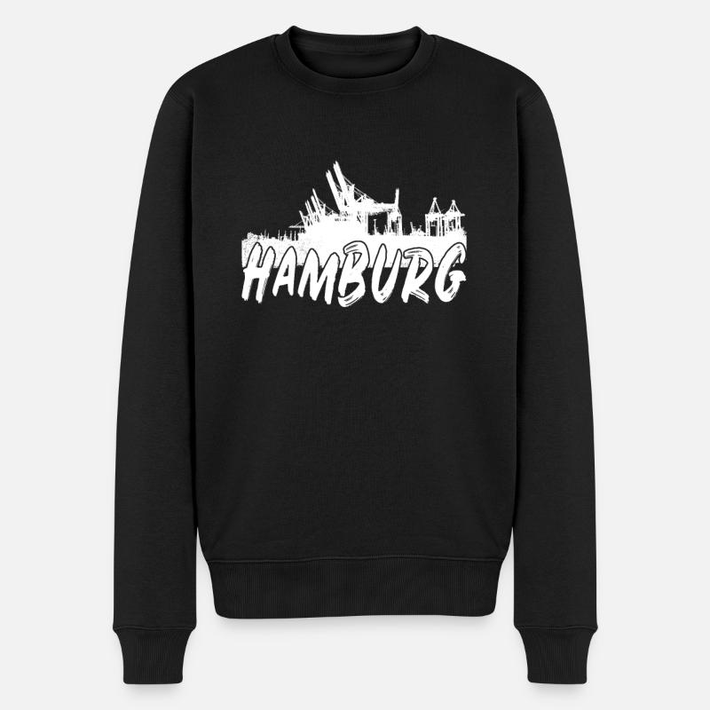 Hamburg Hafen - Männer Premium Bio Pullover - Schwarz