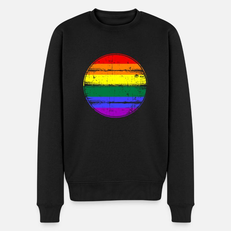 Drapeau arc-en-ciel LGBT arc-en-ciel - Pull Premium bio Homme - noir