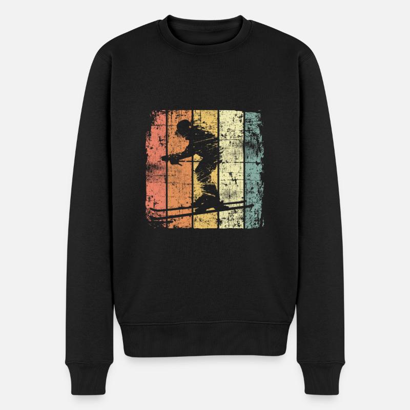 Ski vintage Skifahren Skifahrer - Männer Premium Bio Pullover - Schwarz
