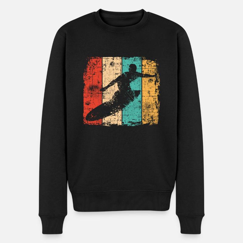Surfer vintage Surfing - Männer Premium Bio Pullover - Schwarz