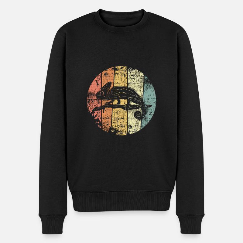 Chamäleon retro - Männer Premium Bio Pullover - Schwarz
