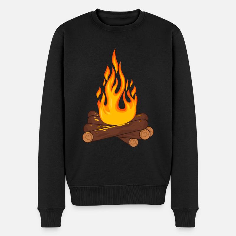Lagerfeuer Feuer Camping - Männer Premium Bio Pullover - Schwarz