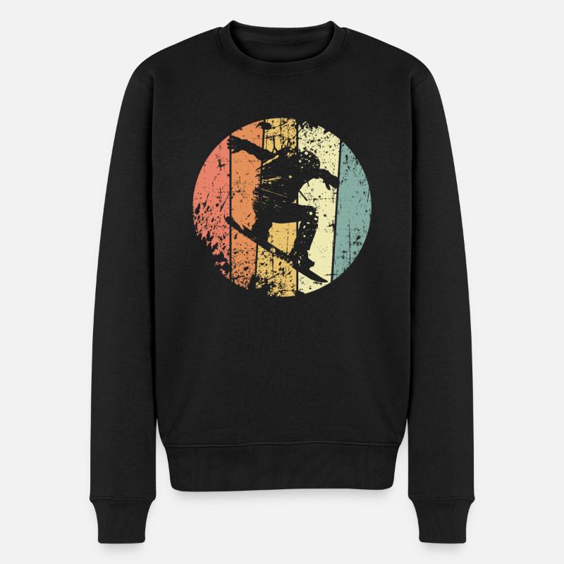 Snowboard vintage Snowboarder - Männer Premium Bio Pullover - Schwarz