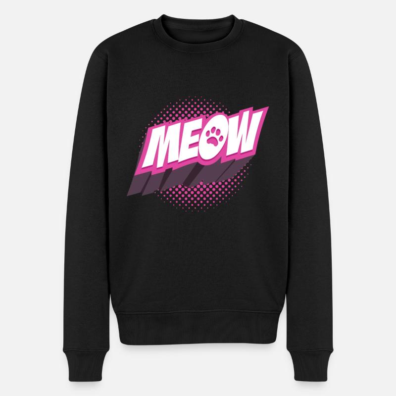 Katze Miau - Männer Premium Bio Pullover - Schwarz