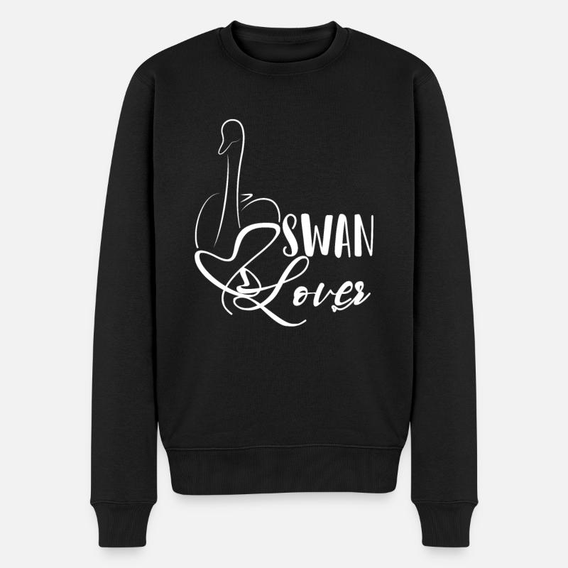 Schwan - Männer Premium Bio Pullover - Schwarz