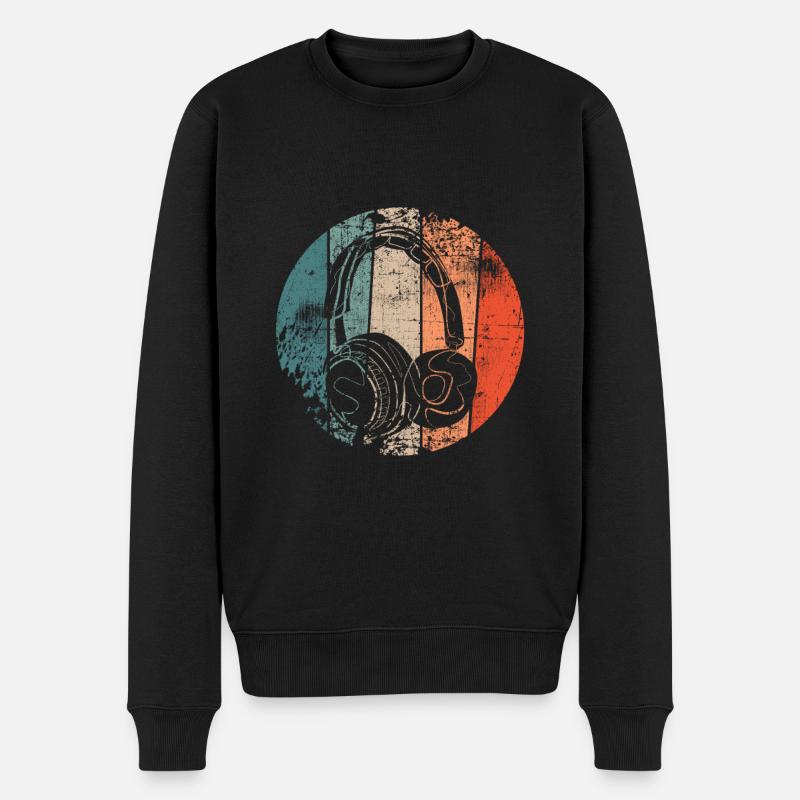 Casque musique rétro - Pull Premium bio Homme - noir