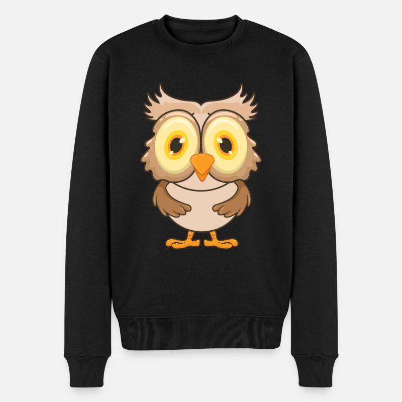 Eule - Männer Premium Bio Pullover - Schwarz