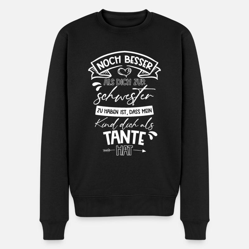 Tante und Schwester - Männer Premium Bio Pullover - Schwarz