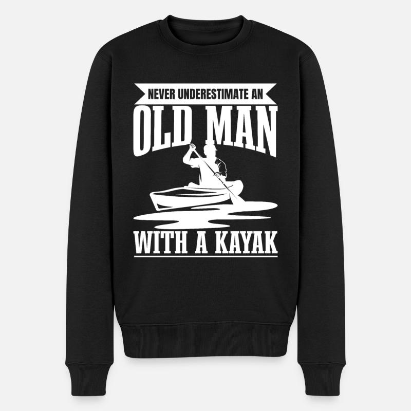 Never Understimate An Old Man With A Kayak - Canoë - Pull Premium bio Homme - noir