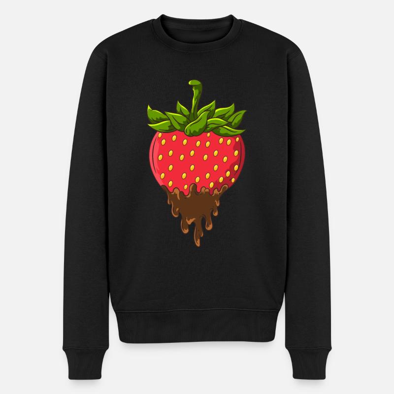 Erdbeere mit Schokolade - Männer Premium Bio Pullover - Schwarz