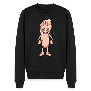 Fuß - Männer Premium Bio Pullover - Schwarz - Vorne - Nico (187cm)