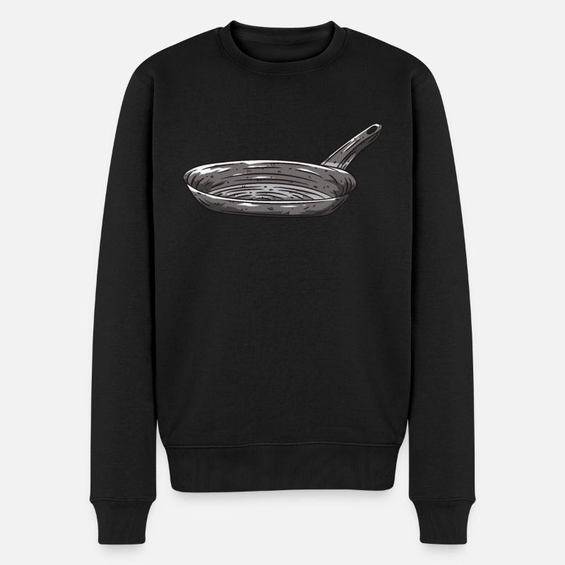 Pfanne Kochen - Männer Premium Bio Pullover - Schwarz