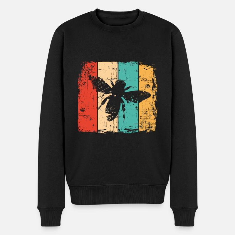 Biene retro - Männer Premium Bio Pullover - Schwarz