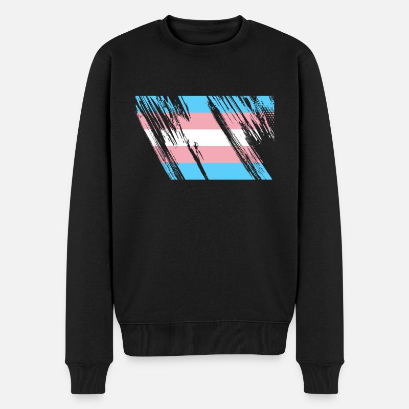 Trans LGBT Flagge - Männer Premium Bio Pullover - Schwarz