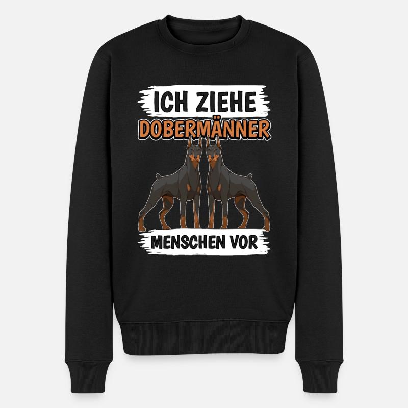 Ich ziehe Dobermänner Menschen vor - Männer Premium Bio Pullover - Schwarz