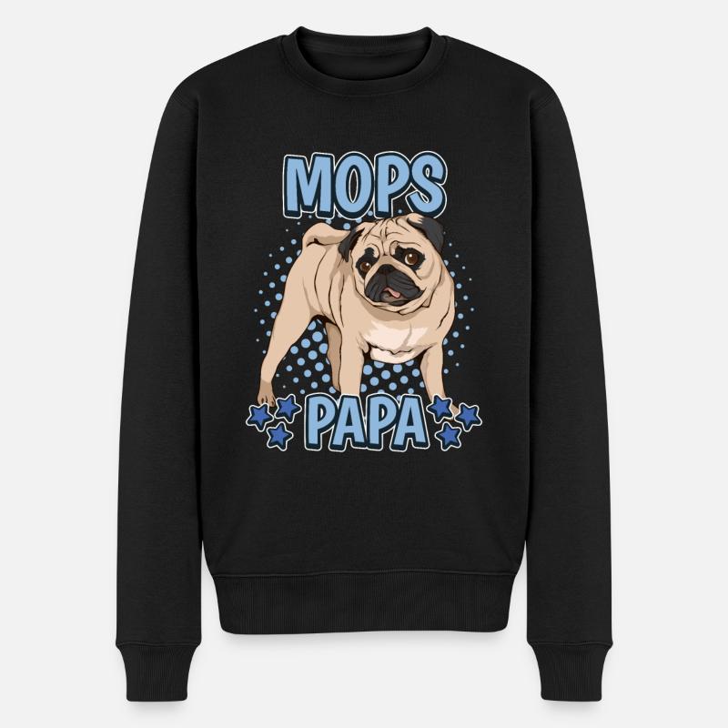 Mops Papa - Männer Premium Bio Pullover - Schwarz