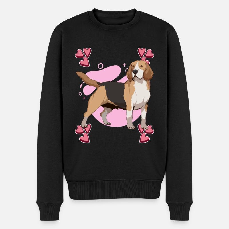 Beagle Heart Design - Männer Premium Bio Pullover - Schwarz