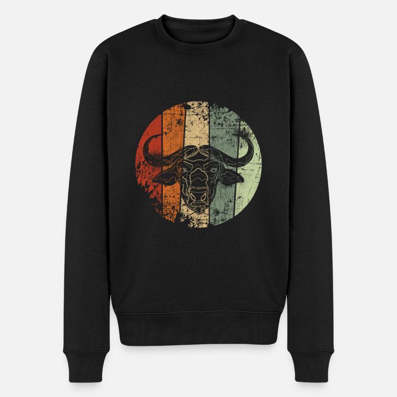 Büffel vintage - Männer Premium Bio Pullover - Schwarz