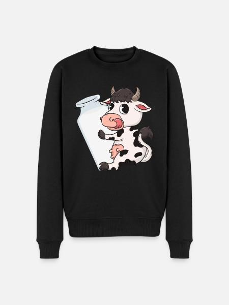 Kuh Milch - Männer Premium Bio Pullover - Schwarz