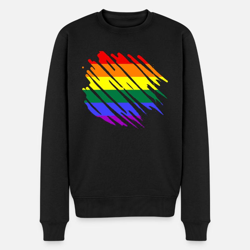 Drapeau arc-en-ciel LGBT - Pull Premium bio Homme - noir
