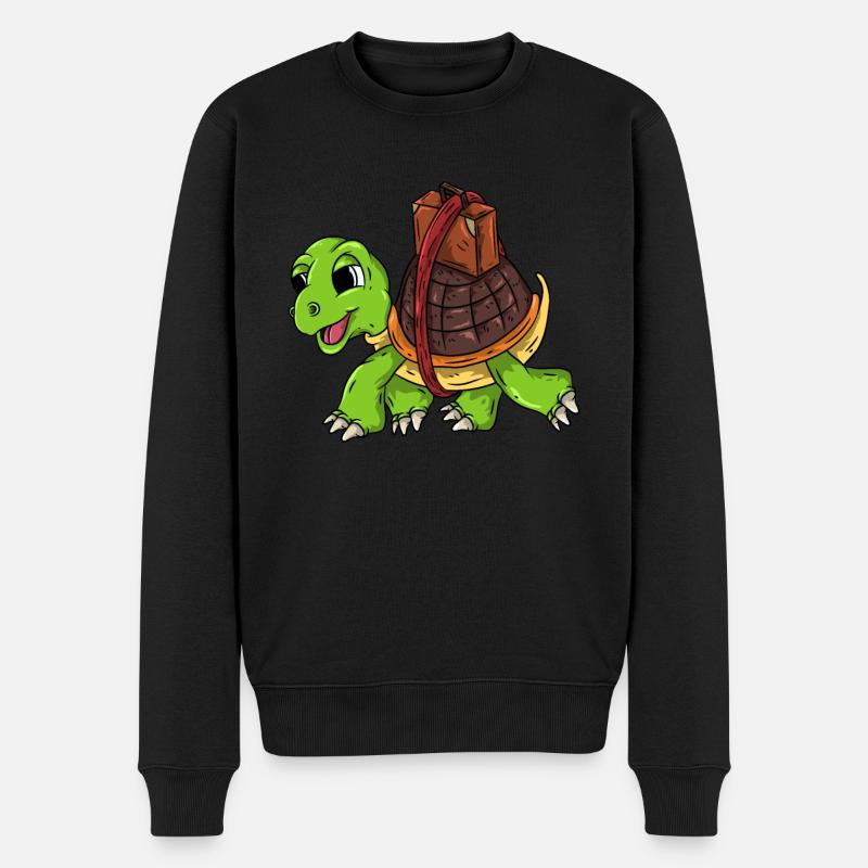 Schildkröte auf Reisen - Männer Premium Bio Pullover - Schwarz