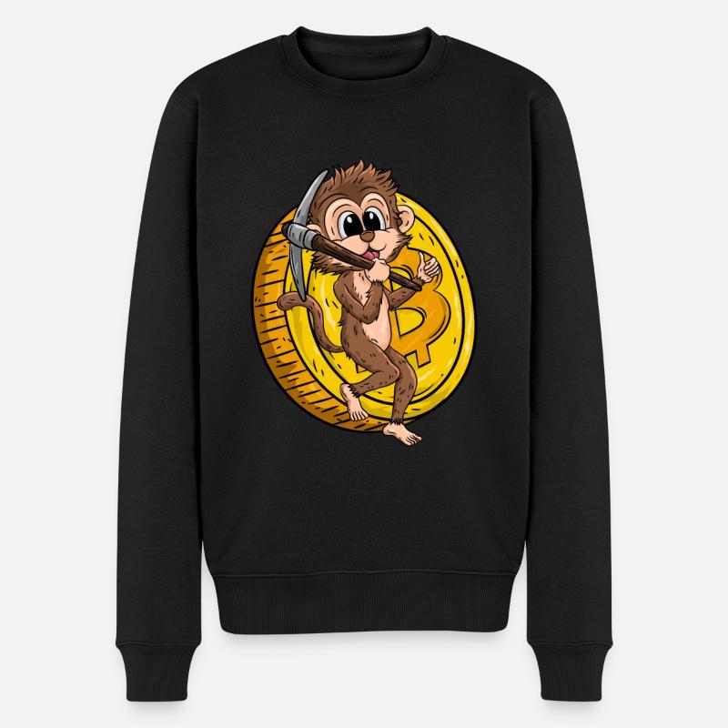Chimpanzé Bitcoin Monkey - Pull Premium bio Homme - noir