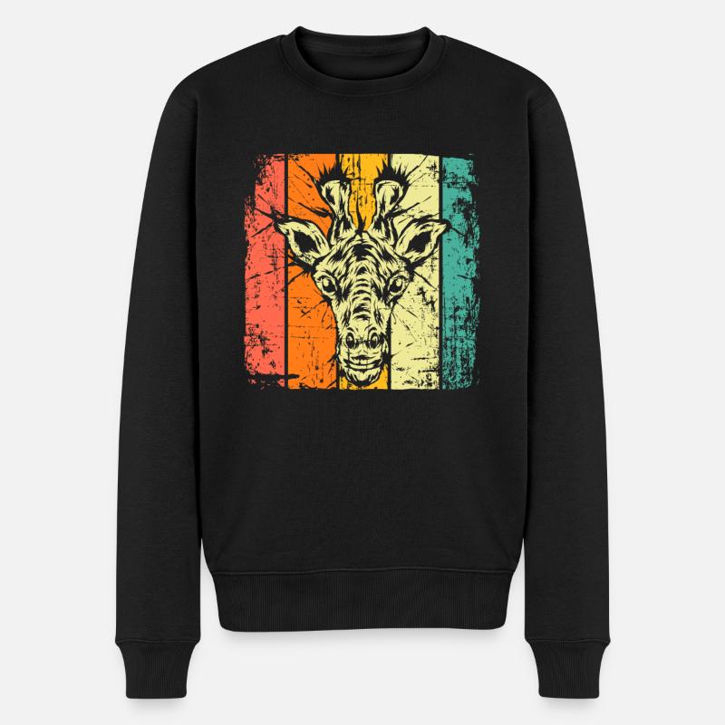 Giraffe Kopf vintage - Männer Premium Bio Pullover - Schwarz