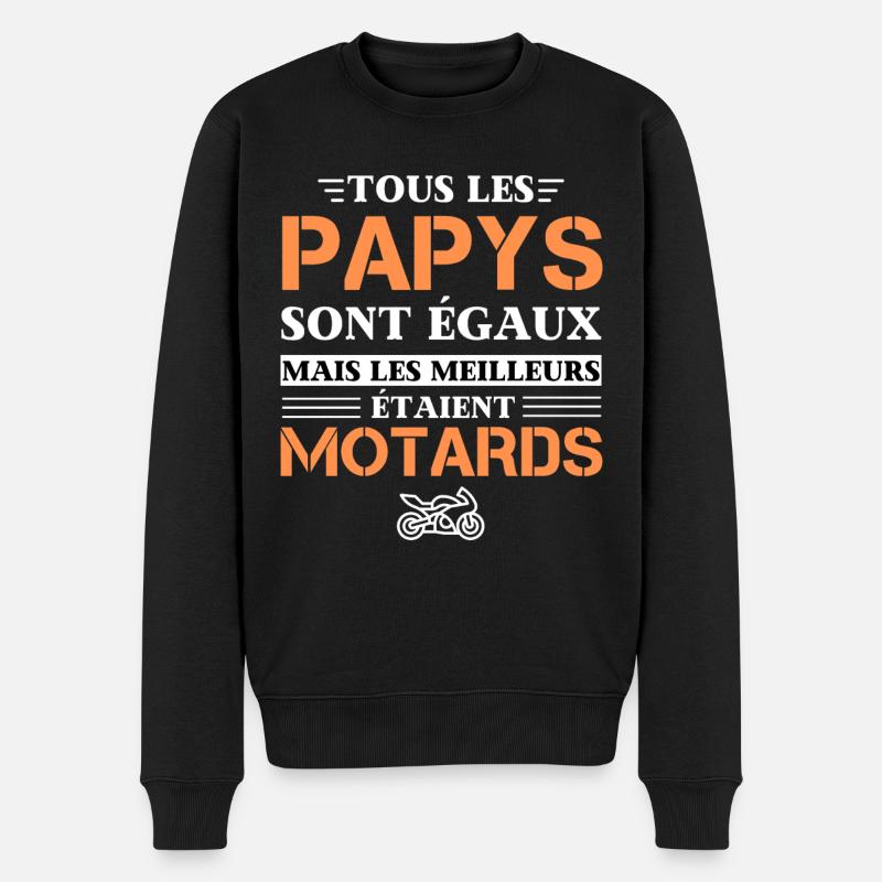 Papy Motard Cadeau Humour Meilleur papi - Pull Premium bio Homme - noir