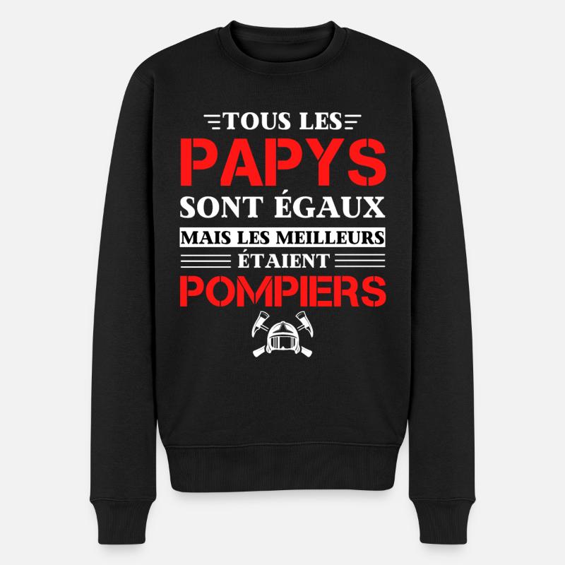 T-shirt Papi Humour Pompier - Pull Premium bio Homme - noir