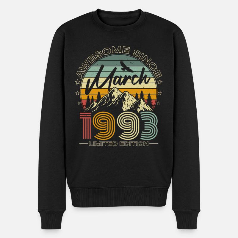 März 1993 Vintage Jahrgang Retro Geburtstag - Männer Premium Bio Pullover - Schwarz