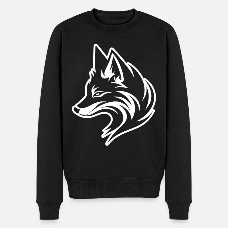 Fuchs Tier - Männer Premium Bio Pullover - Schwarz