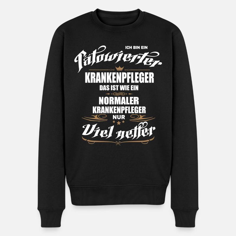 Tätowierter Krankenpfleger ist netter! - Männer Premium Bio Pullover - Schwarz