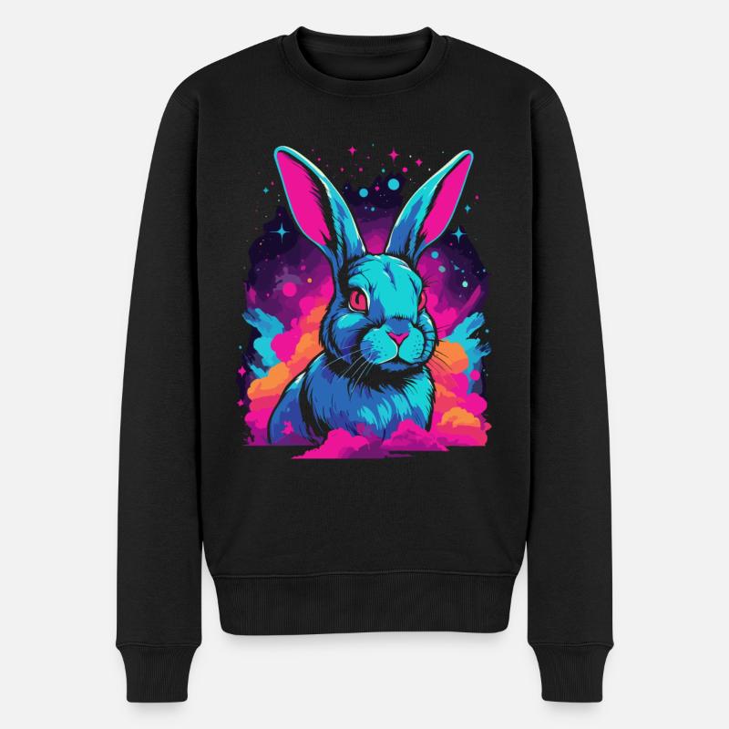Space Nebula Galaxy Rabbit Lovers Vaporwave - Men's Premium Organic Jumper - black
